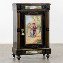 A Napoleon 3 show cabinet with a porcelain plaque painted by Georges Jeannin. 19th C. (L:44 x W:76 x