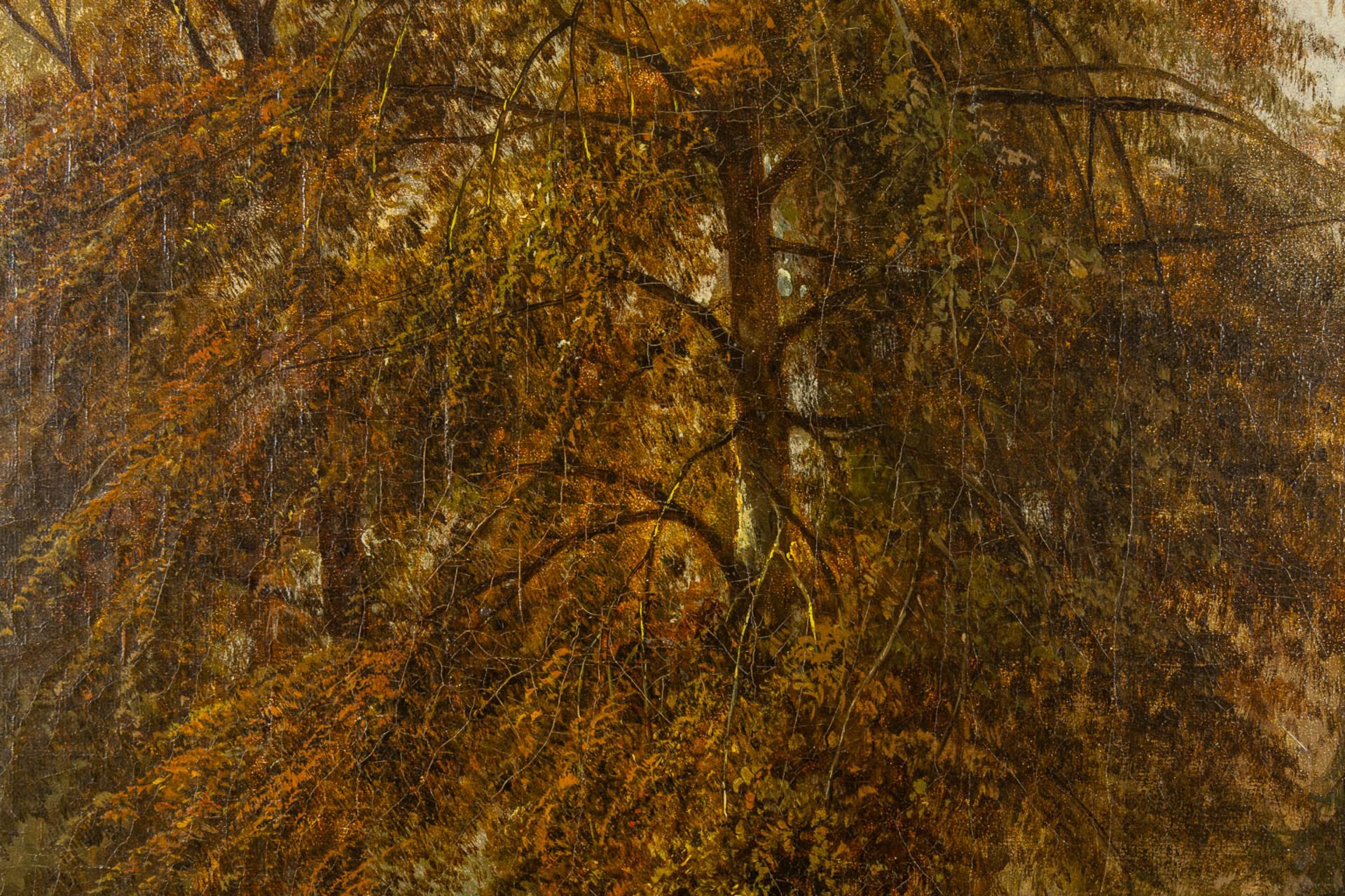 Hendrik VERHEGGEN (1809-1883) 'Sheep in a forest' Barbizon School, oil on canvas. (W:46 x H:58 cm) - Image 5 of 8