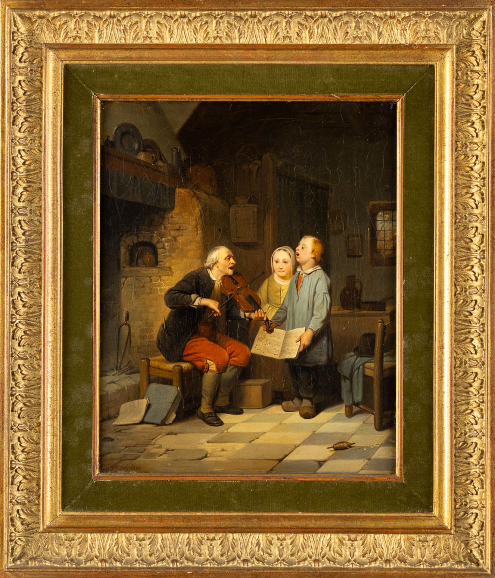 Ferdinand II DE BRAEKELEER (1828-1857)(attr.) 'The Music Lesson' oil on canvas. (W:25 x H:31 cm) - Image 3 of 8