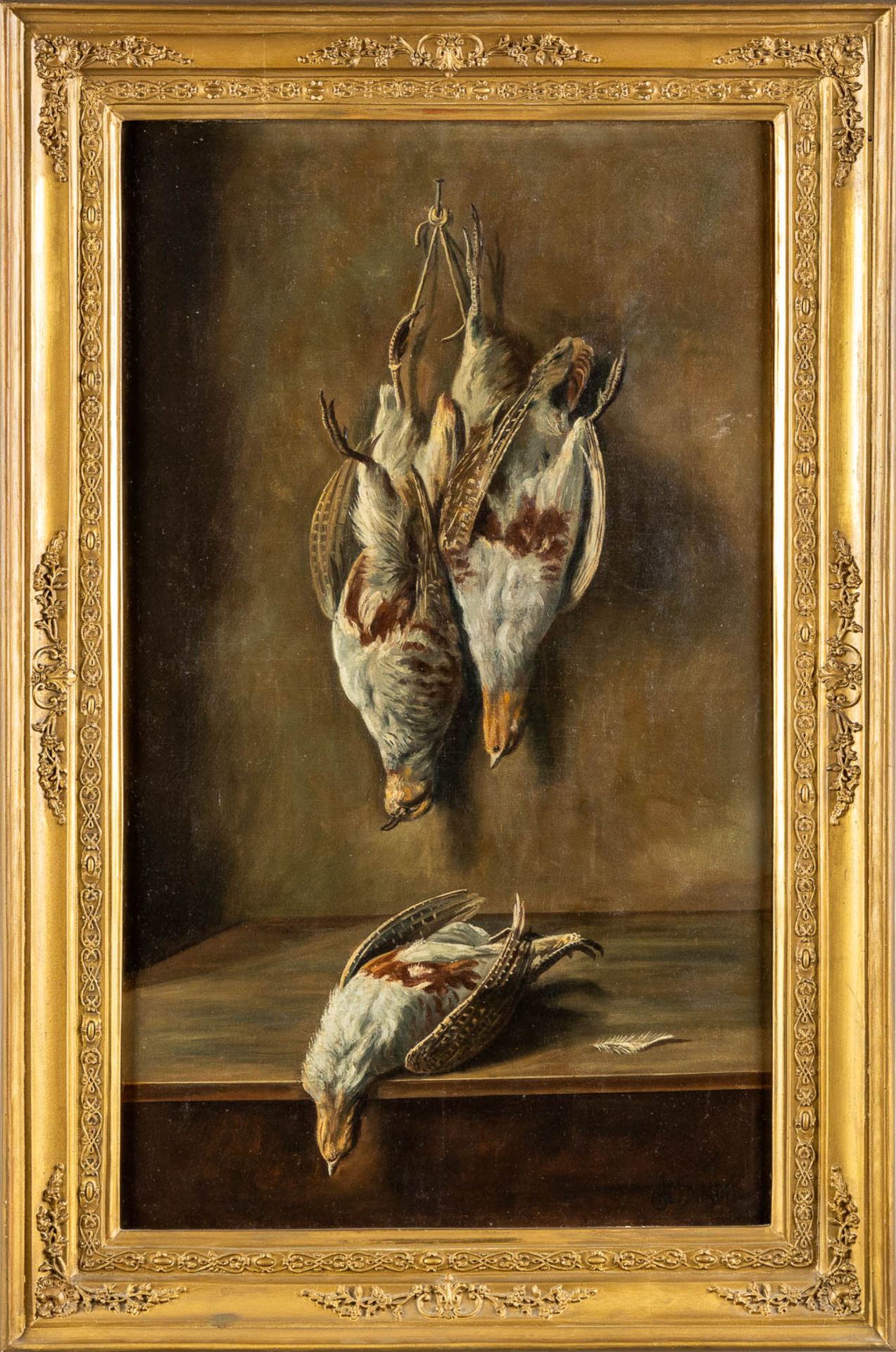 HJ SIMON (XIX) 'Nature Morte' oil on canvas. (W:52,5 x H:88 cm) - Image 3 of 8
