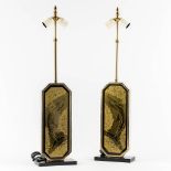 Georges MATHIAS (XX-XXI) 'Pair of table lamps' gold-plated metal. Circa 1980. (L:9,5 x W:20 x H:82,5