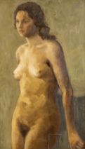 An antique painting of a 'Naked Lady', oil on panel. (W:55 x H:93 cm)
