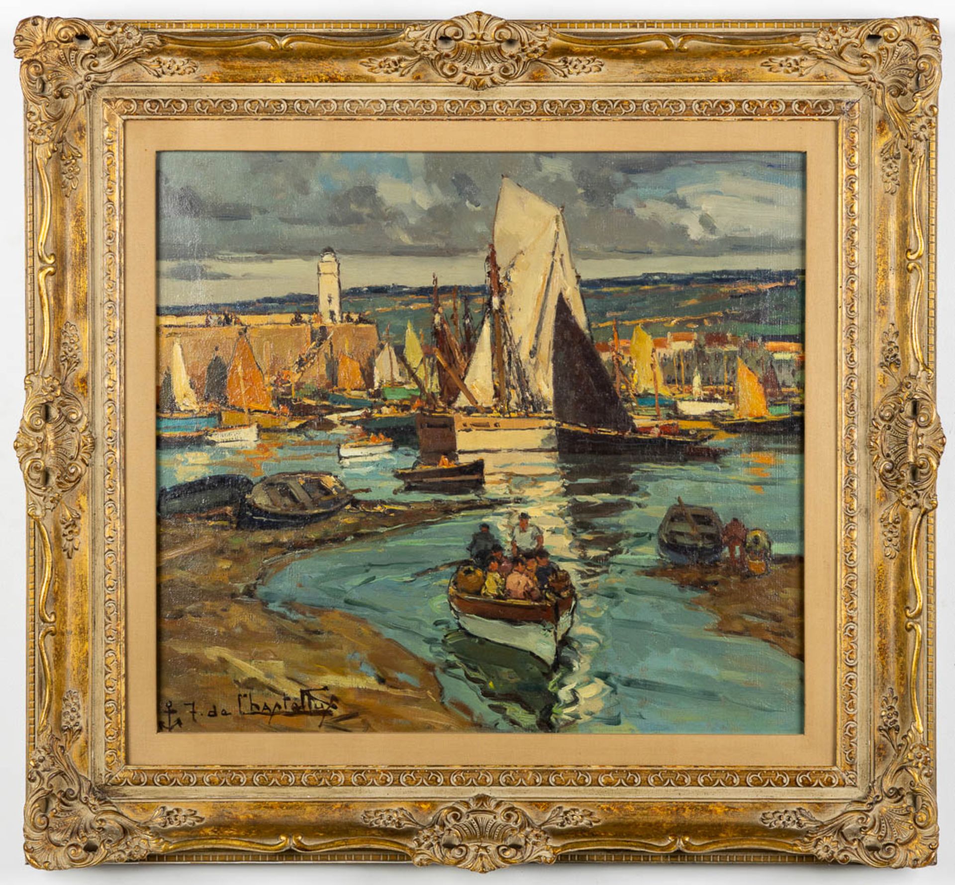 Jacques DE CHASTELLUS (1894-1957) &quot;Audierne Bretagne&quot; oil on canvas. (W:70 x H:62 cm) - Image 2 of 7