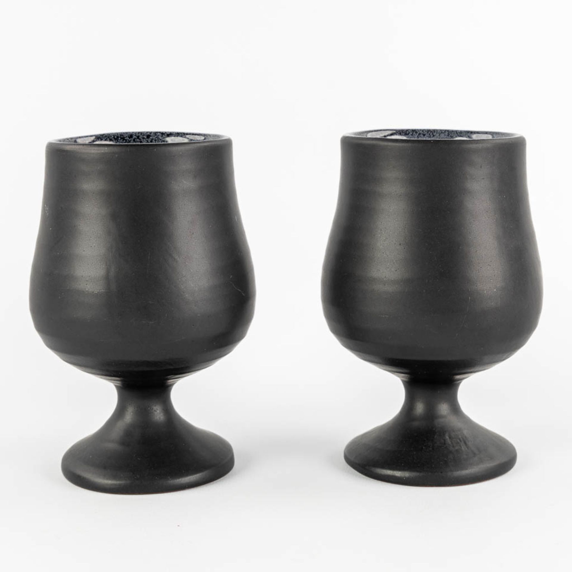 Antonio LAMPECCO (1932-2019) 'Two Goblets, Two cups and a platter' glazed ceramics. (H:14,5 x D:10 c - Image 9 of 16