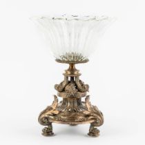 Christofle France, a Neoclassical 'Table Centerpiece' silver-plated metal and glass. (H:32 x D:24 cm