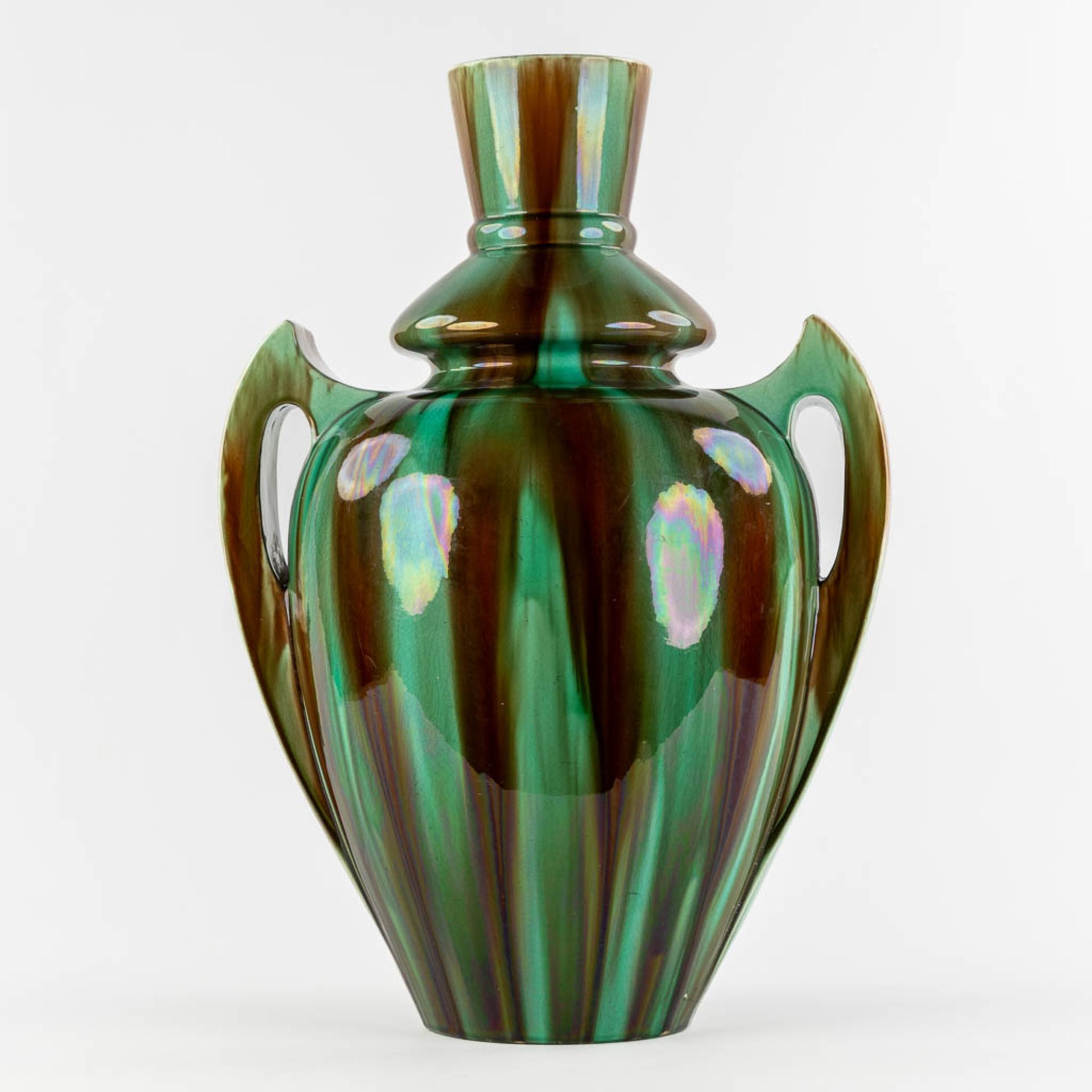 Ceramics of Hasselt, 'Pastilles Poncelet' a large faience vase. (L:34 x W:42 x H:60 cm) - Image 5 of 13