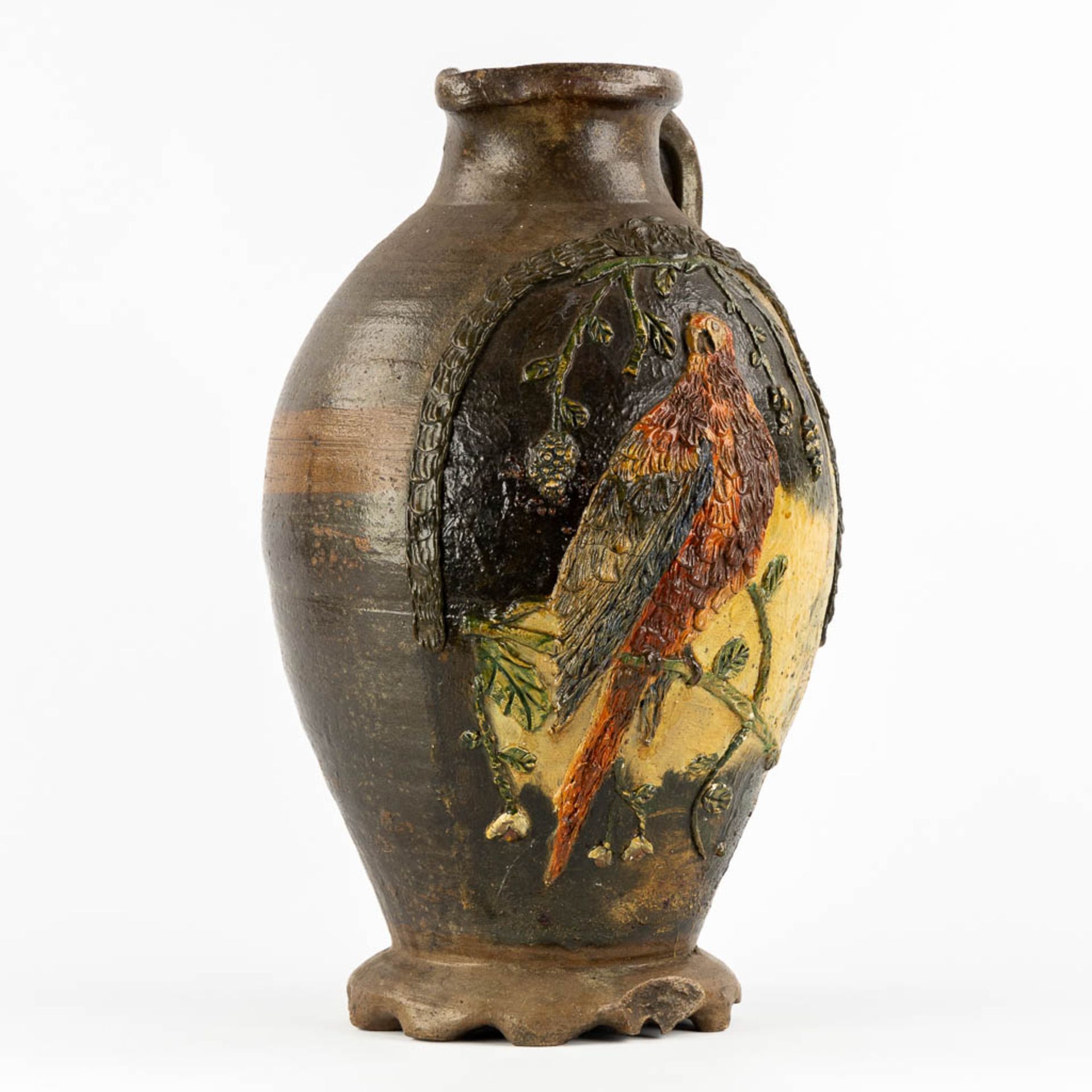 An antique pitcher with an Ara decor, Langerweghe/Raeren, Germany. Glazed stoneware. (H:46 x D:27 cm - Bild 3 aus 12