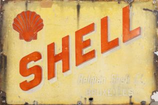 Shell Belgian Shell Company, Bruxelles, an enamel plate. (W:120 x H:80 cm)