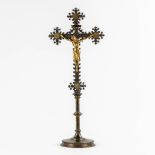 A crucifix with a Corpus Christi, silver-plated bronze. Bourdon, Ghent, 19th C. (L:20 x W:32 x H:78