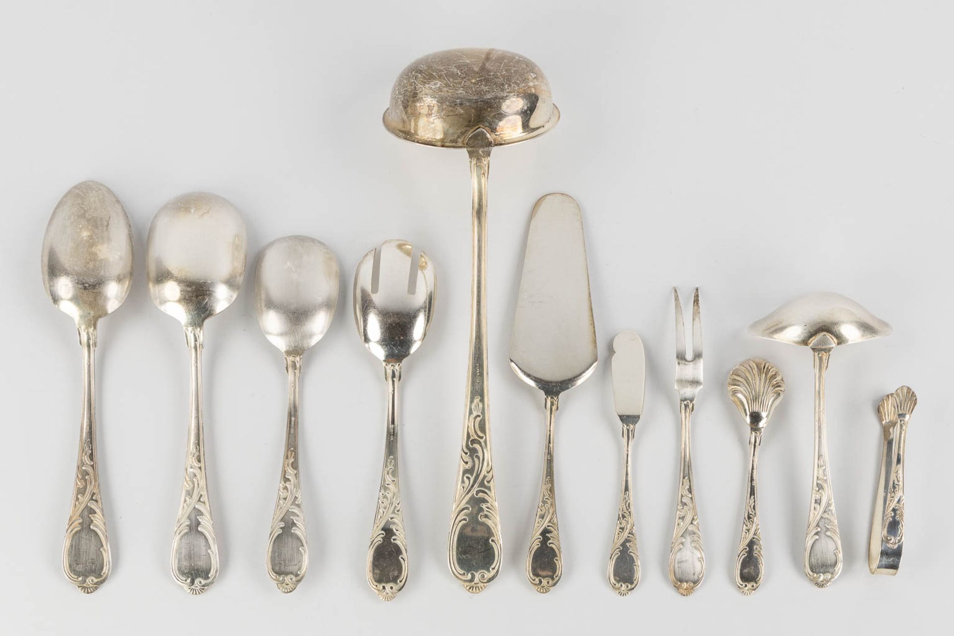 A 12-person, 135-piece silver-plated cutlery in Louis XV style. (L:30 cm) - Image 6 of 12