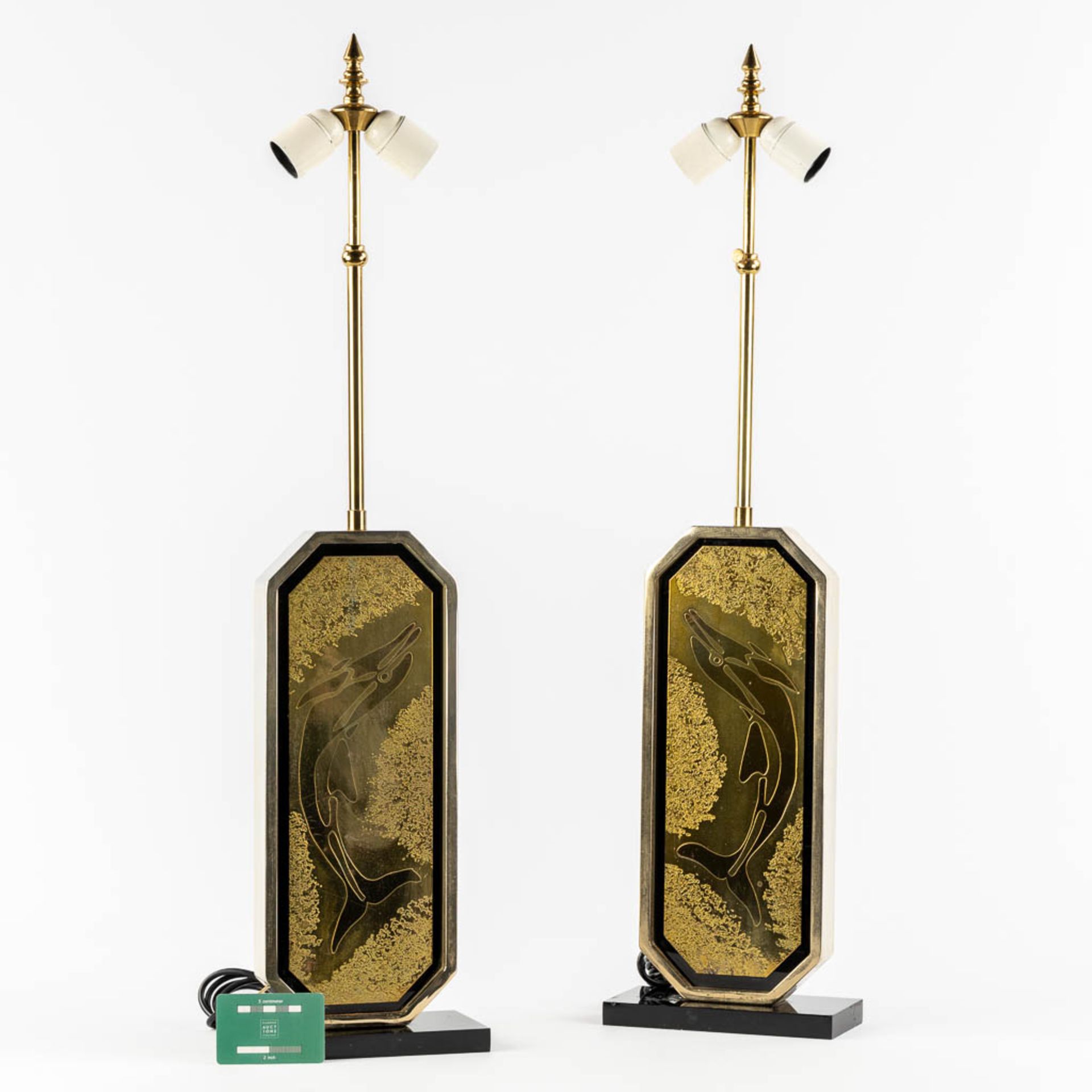 Georges MATHIAS (XX-XXI) 'Pair of table lamps' gold-plated metal. Circa 1980. (L:9,5 x W:20 x H:82,5 - Image 2 of 14