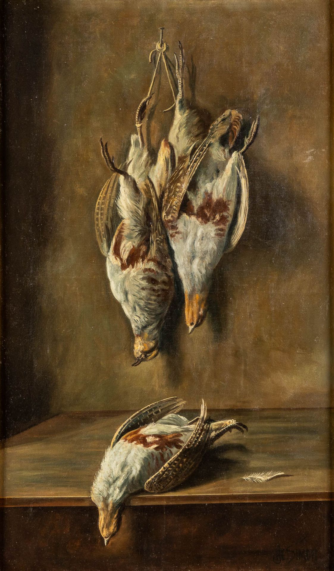 HJ SIMON (XIX) 'Nature Morte' oil on canvas. (W:52,5 x H:88 cm)