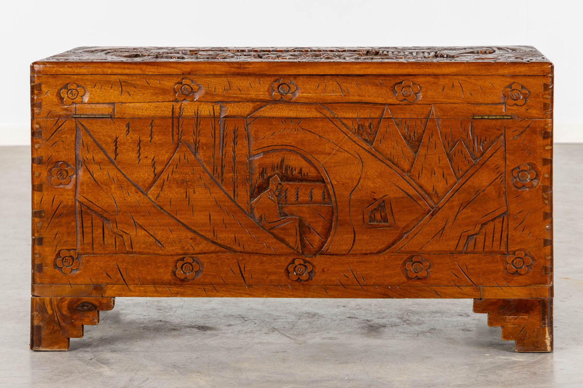 Two Oriental chests, tropical hardwood. Probably Myanmar. (L:50 x W:102 x H:60 cm) - Image 15 of 21