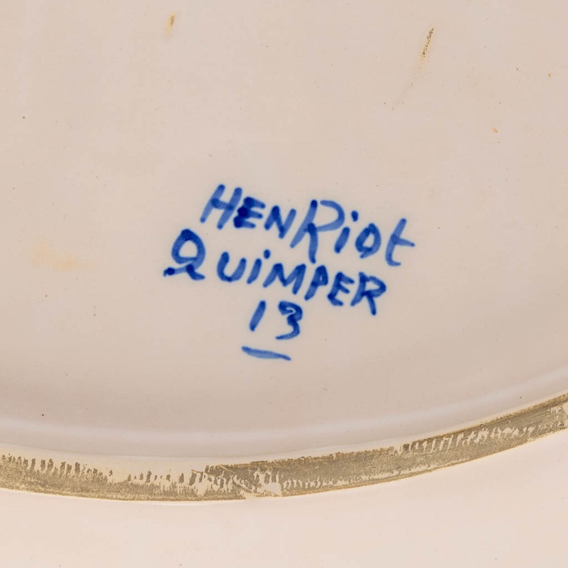 Henriot Quimper, a large faience serving platter with hand-painted decor. (L:48 x W:65 cm) - Image 14 of 14