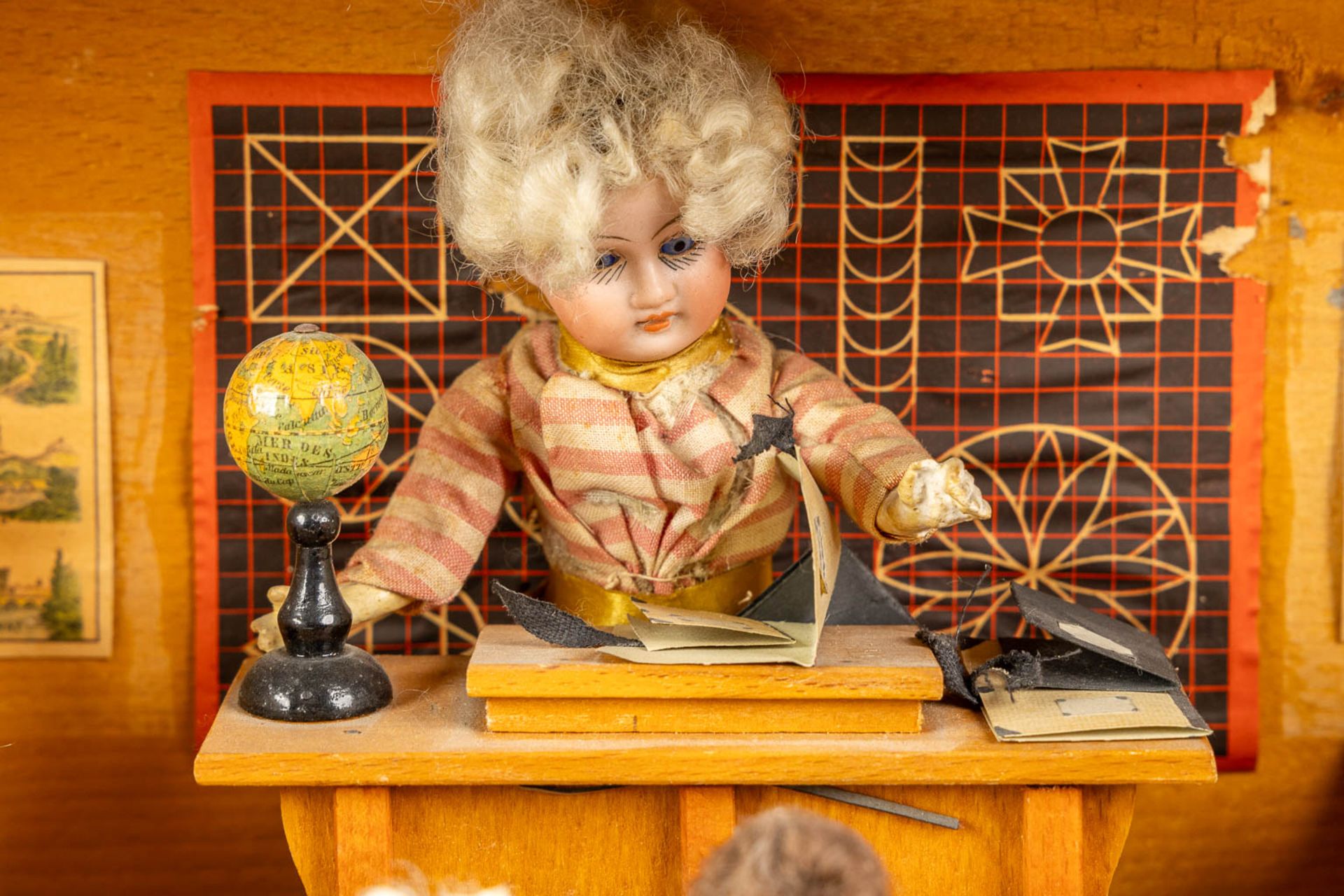 An antique lectern with a miniature diorama of a school, Probably Germany, First half of the 20th C. - Image 9 of 14