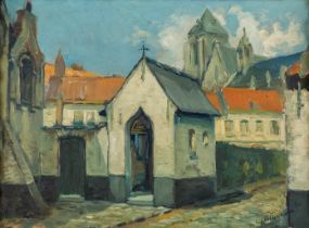 Fernand WILLAME (1870-1953) 'Beguinage De Courtrai' oil on canvas. (W:40 x H:30 cm)