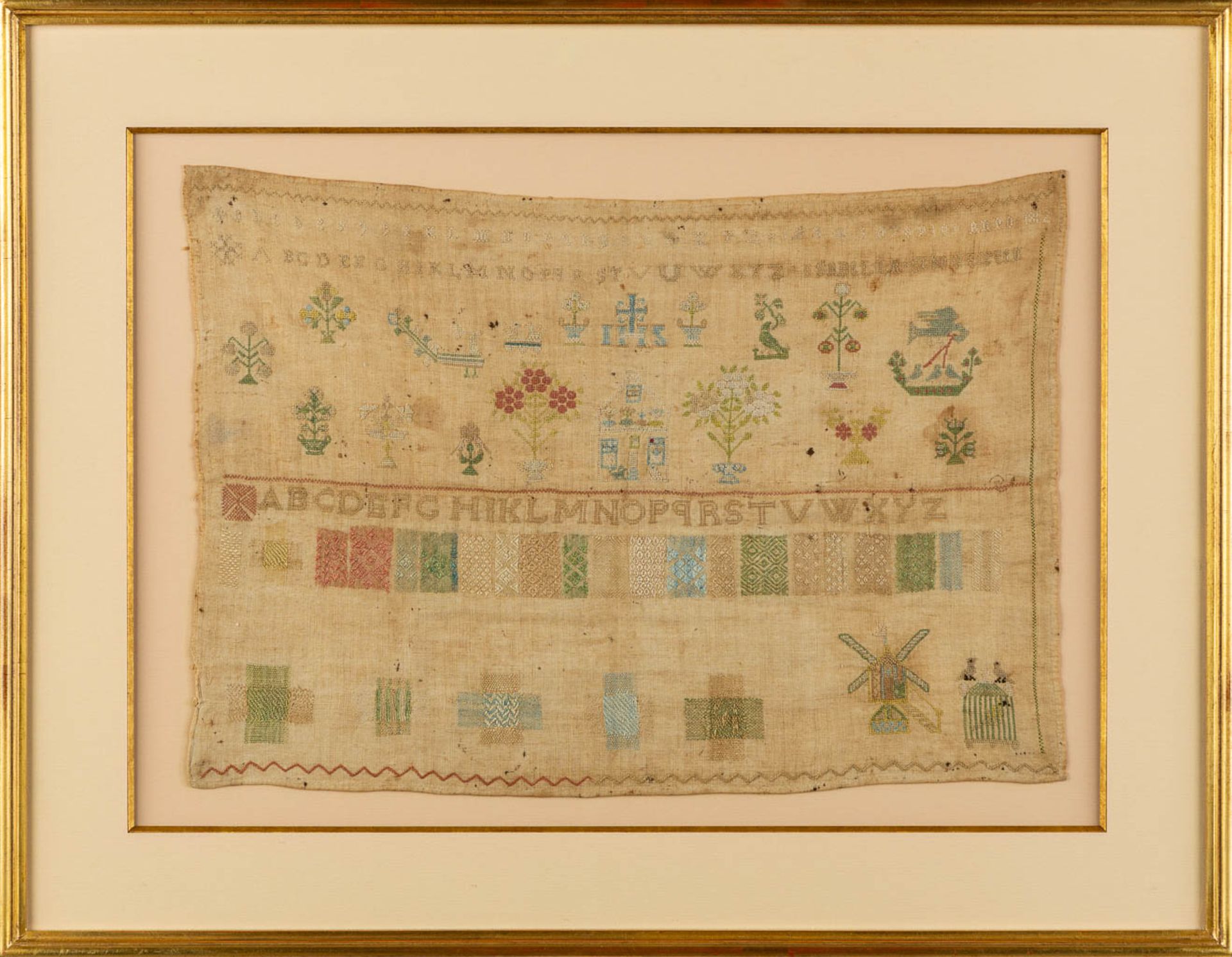 An antique needlepoint, dated 1812. (W:45 x H:32 cm)