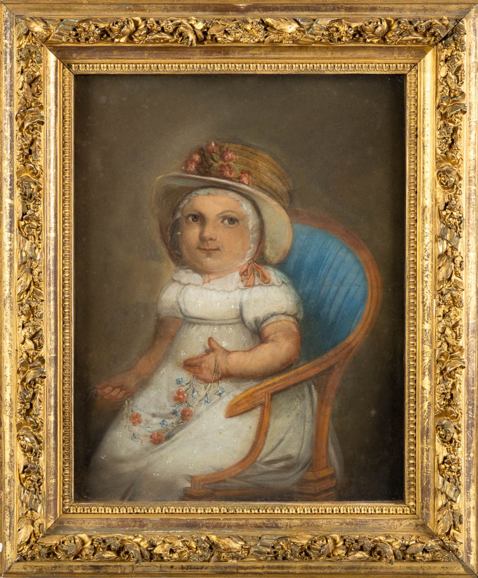 Portrait of a girl, pastel on paper. 19th C. (W:40 x H:50 cm) - Image 3 of 7