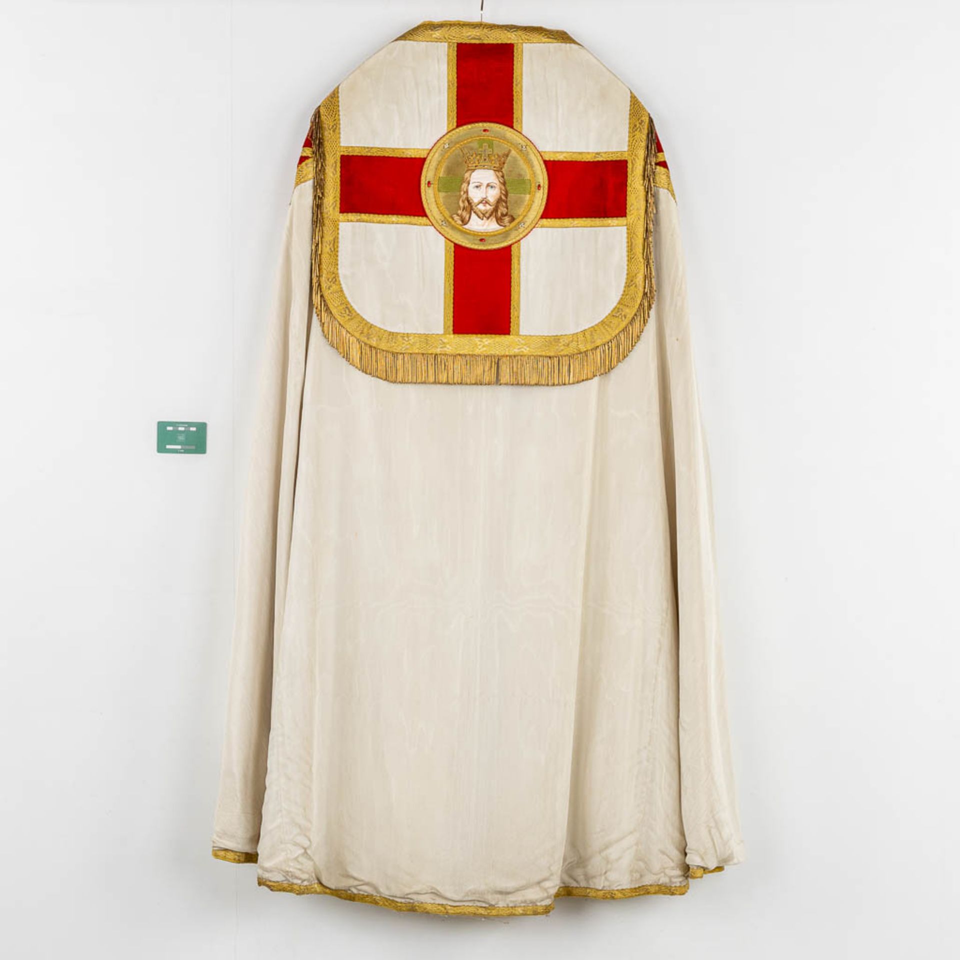 A Cope, Chasuble and two Roman Chasubles, Stola and Veil, Embroideries and Thick Gold Thread brocade - Image 2 of 29
