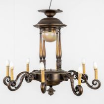 A large chandelier bronze in Art Deco style. Circa 1930. (H:85 x D:93 cm)