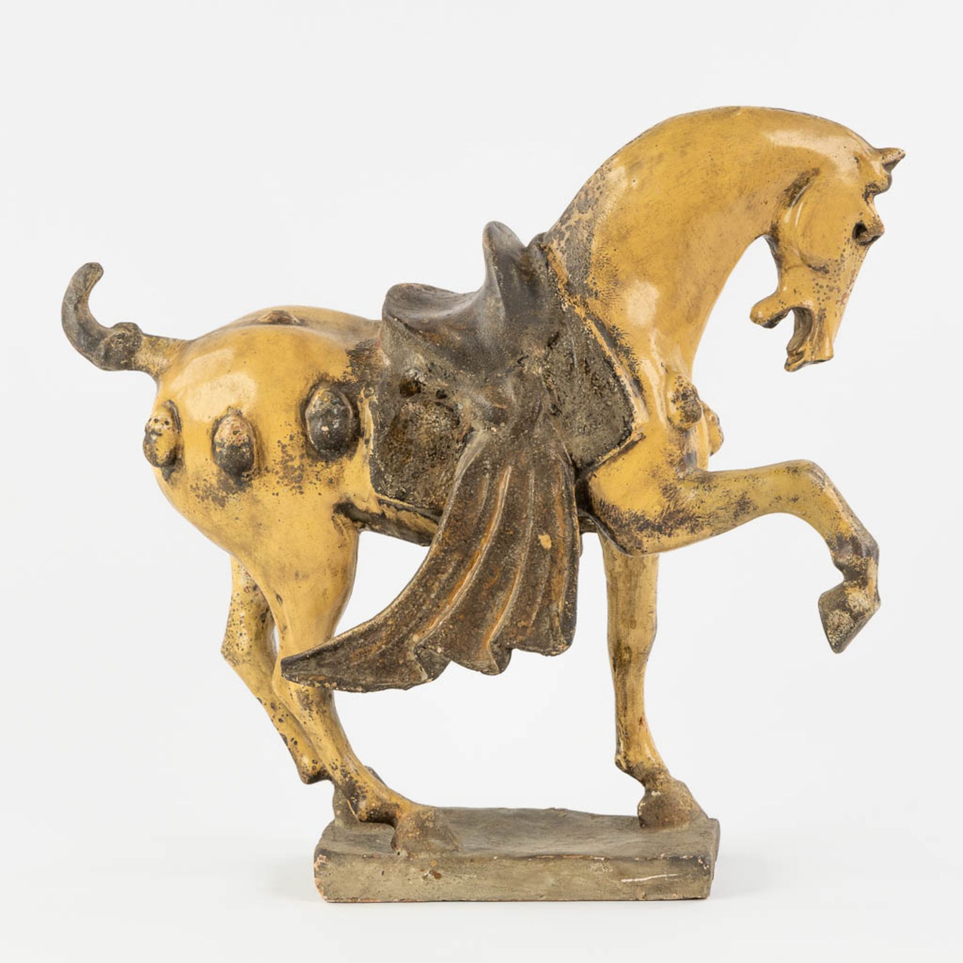 A terracotta figurine of a horse, in the style of Tang Dynasty. (L:20 x W:42 x H:42 cm) - Image 5 of 12