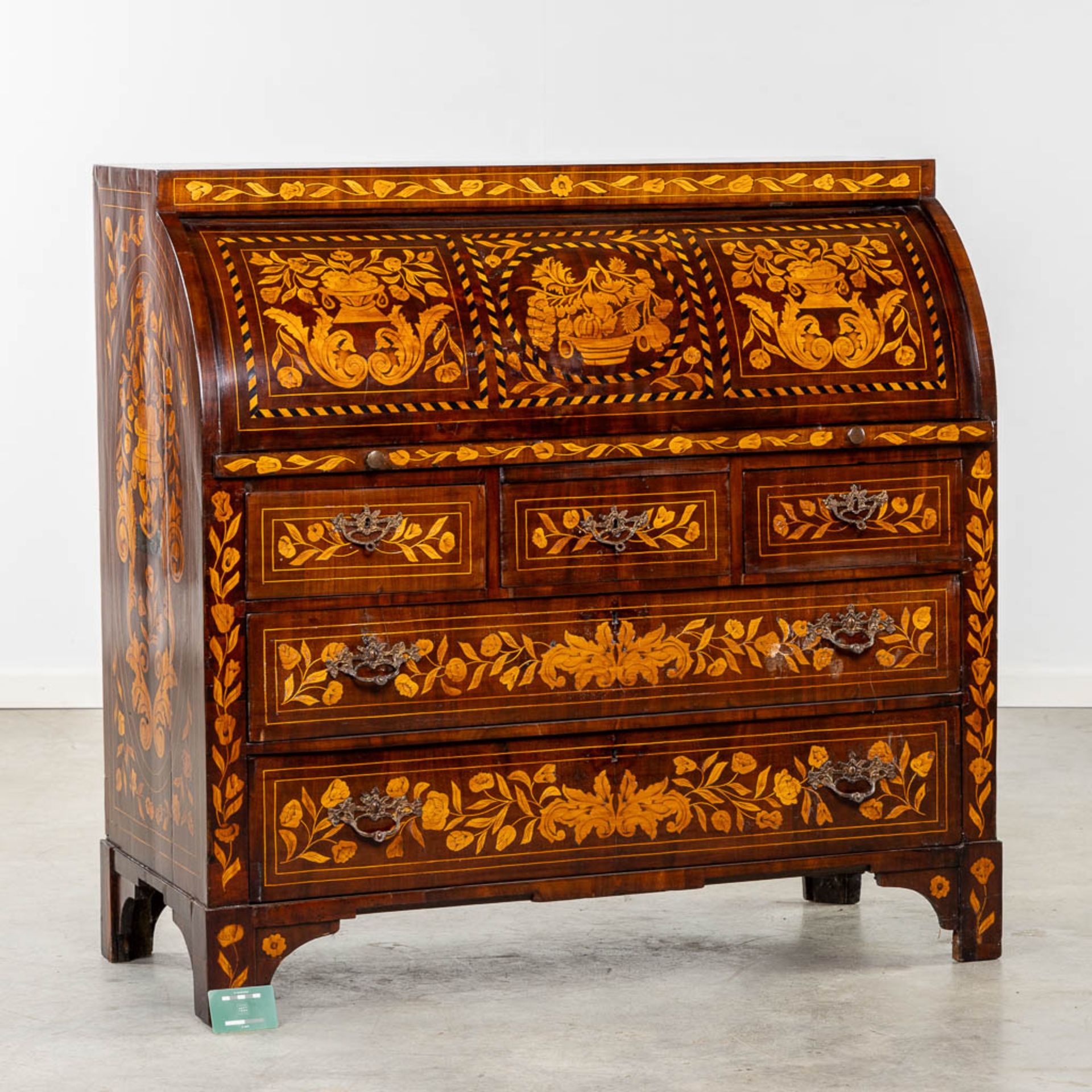 A fine marquetry inlay secretaire cabinet, The Netherlands, 18th C. (L:51 x W:112 x H:108 cm) - Image 2 of 20