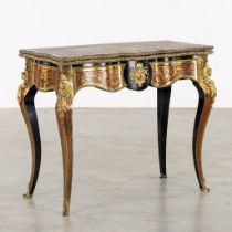 A 'Boulle inlay' card playing table mounted with gilt bronze, Napoleon 3, 19th C. (L:45 x W: 87 x H:
