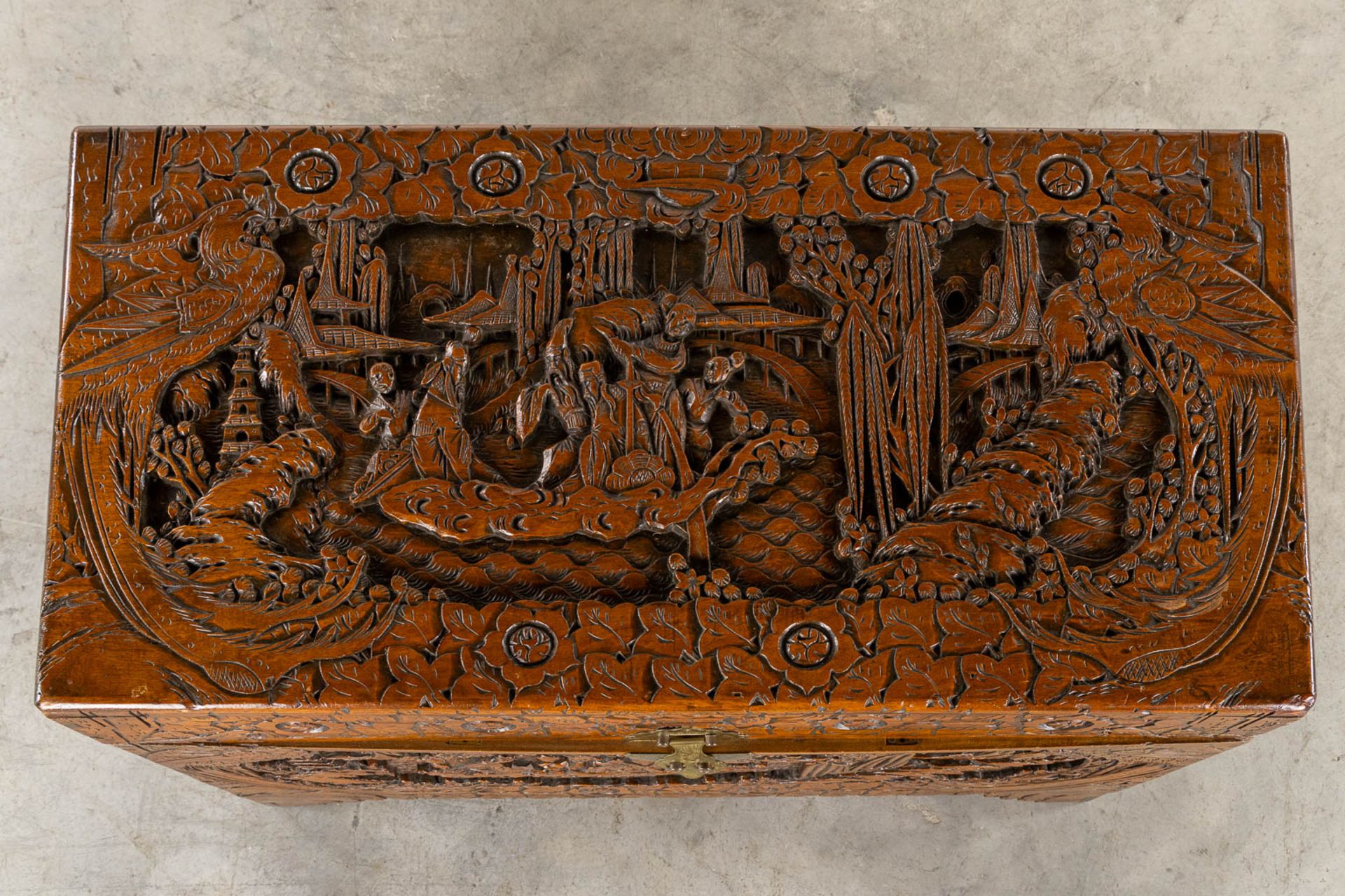 Two Oriental chests, tropical hardwood. Probably Myanmar. (L:50 x W:102 x H:60 cm) - Image 9 of 21