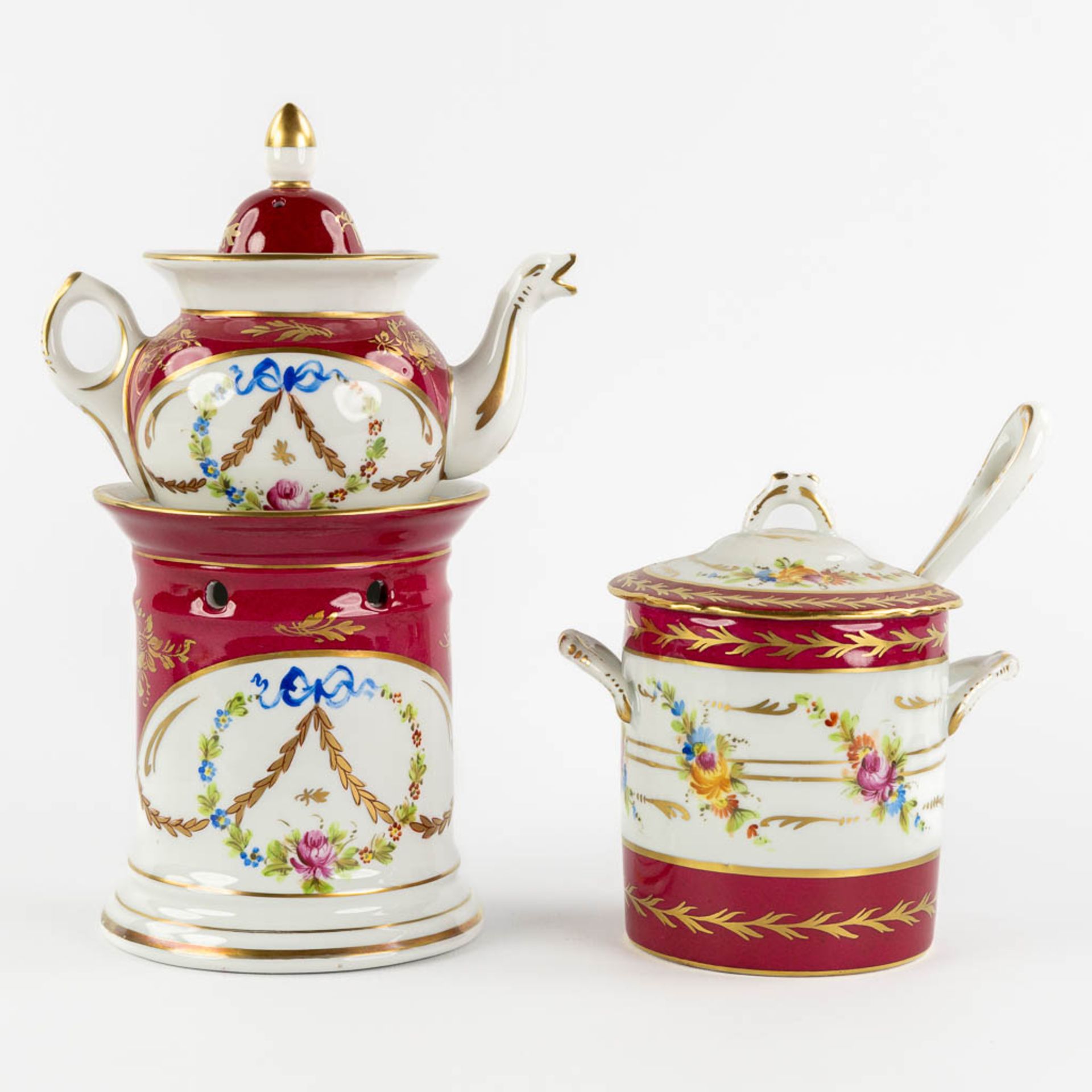 Giraud Limoges, a coffee service and serving ware, polychrome porcelain. 20th C. (H: 24 cm) - Bild 10 aus 16