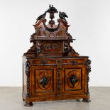 An impressive 'Saint Hubert' hunting cabinet with fine wood sculptures, dated 1871. (L:63 x W:143 x 