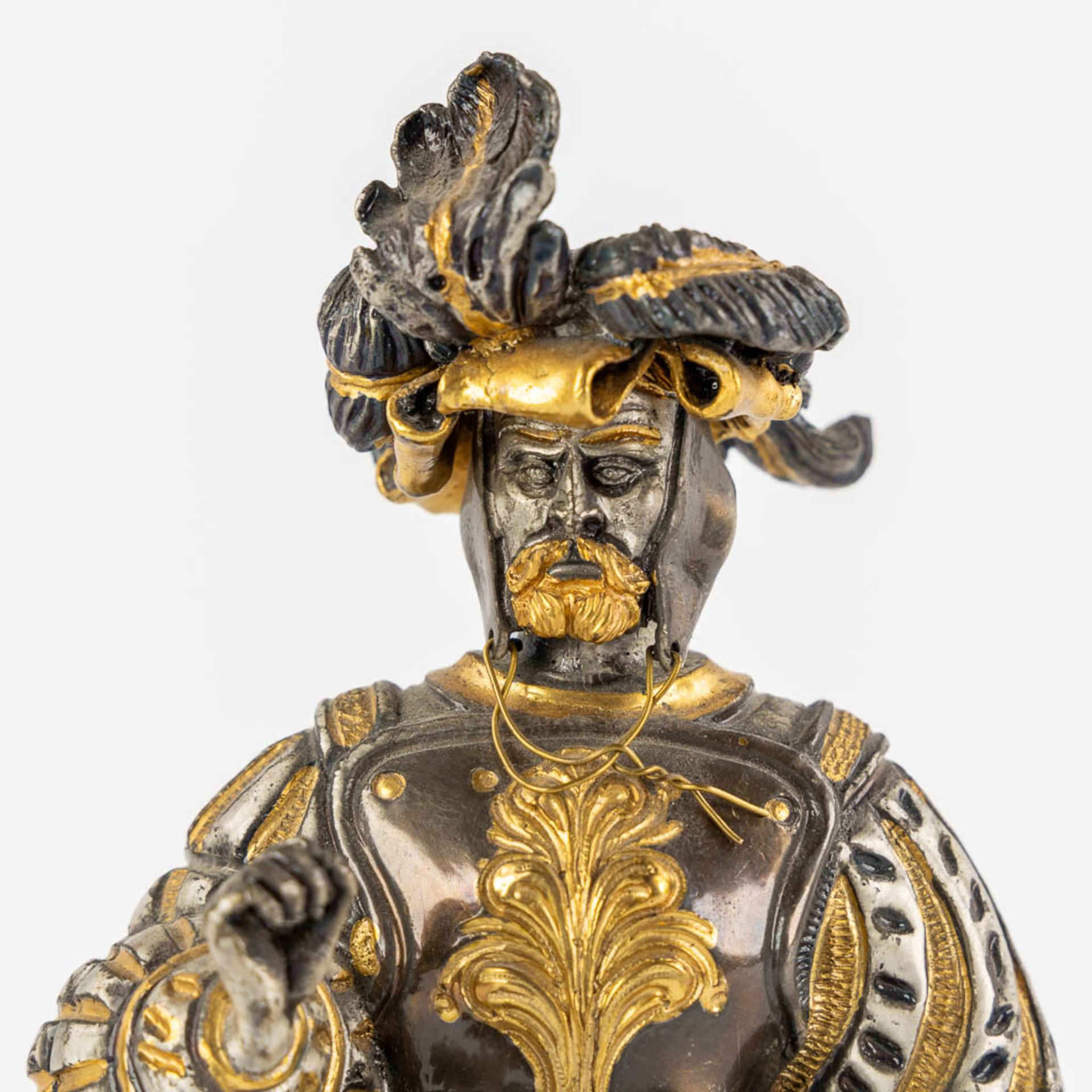 Giuseppe VASARI (1934-2005) 'Warrior's' silver- and gold-plated bronze. (H:28 cm) - Image 13 of 14
