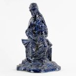 Rogier VANDEWEGHE (1923-2020) 'Mother with a child' blue glazed ceramics for Amphora. (L:14 x W:27 x