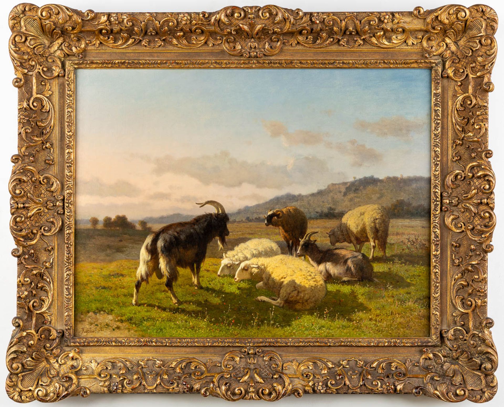 Louis ROBBE (1806-1887) 'Sheep and Rams' oil on canvas. (W:76 x H:57 cm) - Image 3 of 7