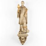 A finely sculptured figurine of Jacobus Lacob, Martyr of Gorcum, A Norbertine. 19th C. (L:31 x W:36
