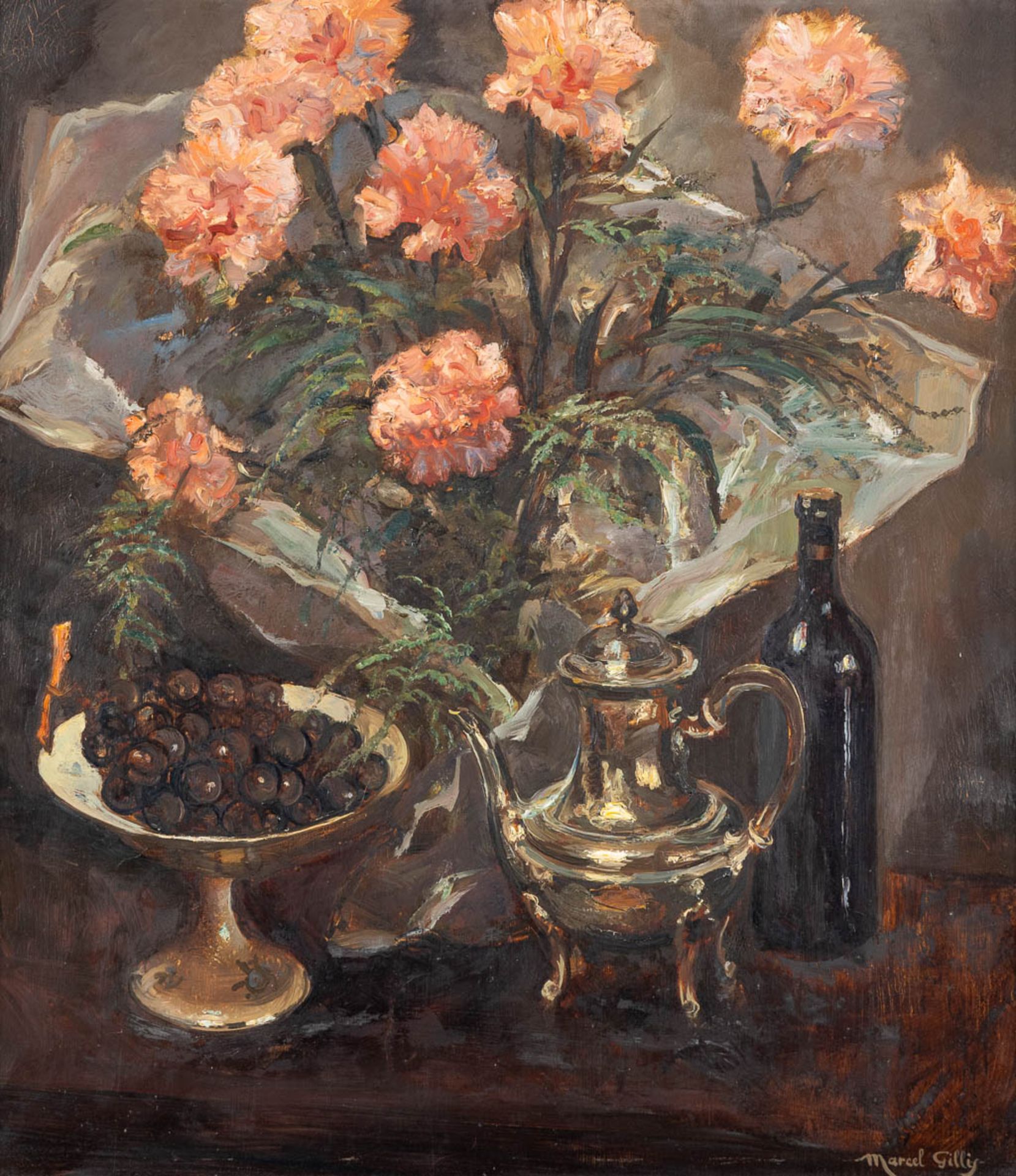 Marcel GILLIS (1897-1972) 'Flower Stilllife' oil on canvas. (W:70 x H:80 cm)