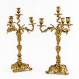 A pair of candelabra, bronze in Louis XV style. Circa 1900. (H:54 x D:27 cm)