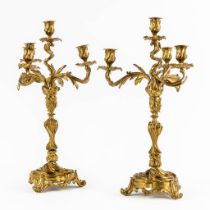 A pair of candelabra, bronze in Louis XV style. Circa 1900. (H:54 x D:27 cm)