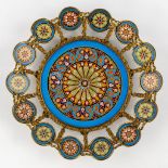 A highly decorative serving plate, gilt bronze mounted with hand-painted porcelain plaques, 19th C.