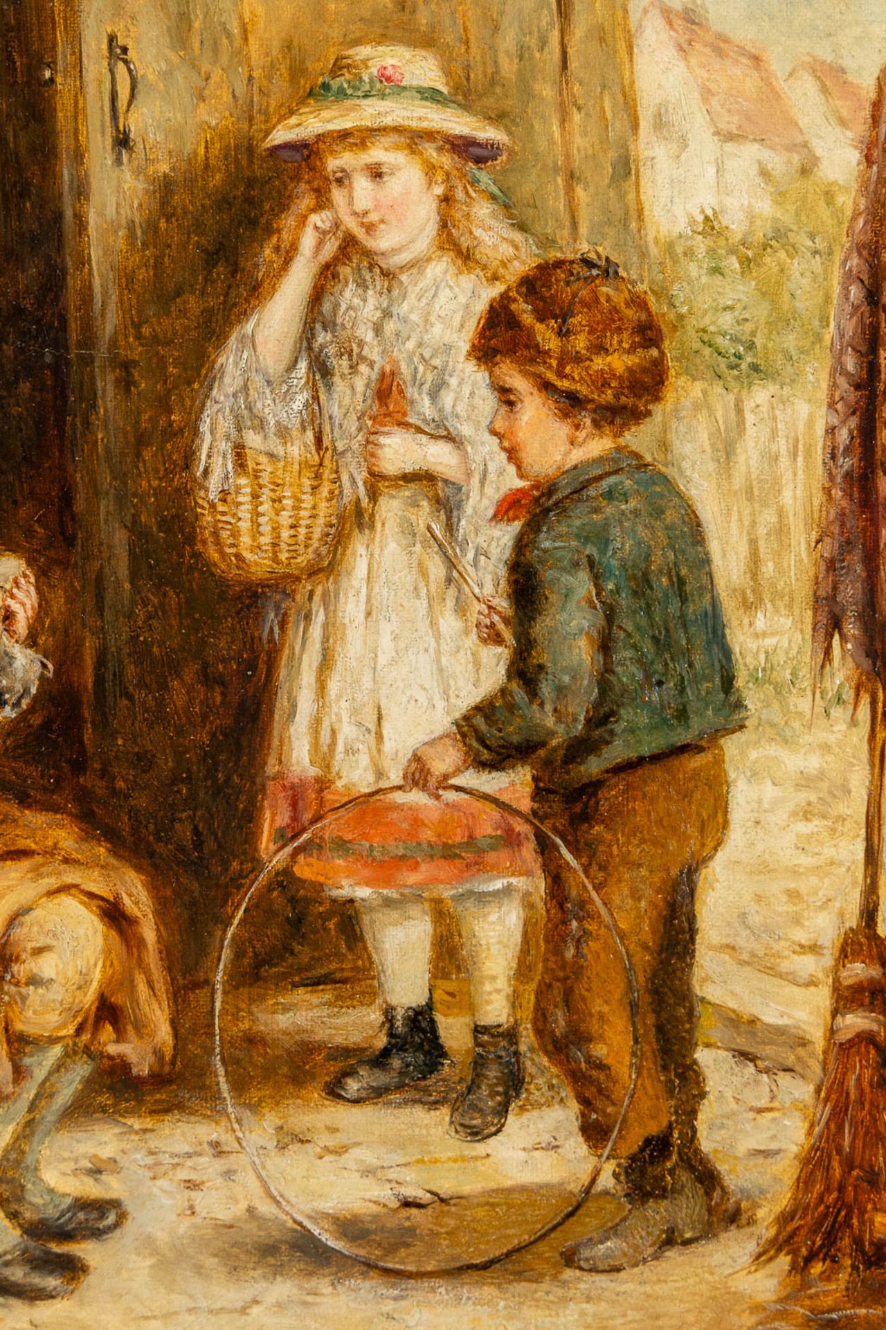 Mark William LANGLOIS (1848-1924) 'Children with a shoemaker' oil on canvas. (W:44 x H:54 cm) - Image 5 of 7