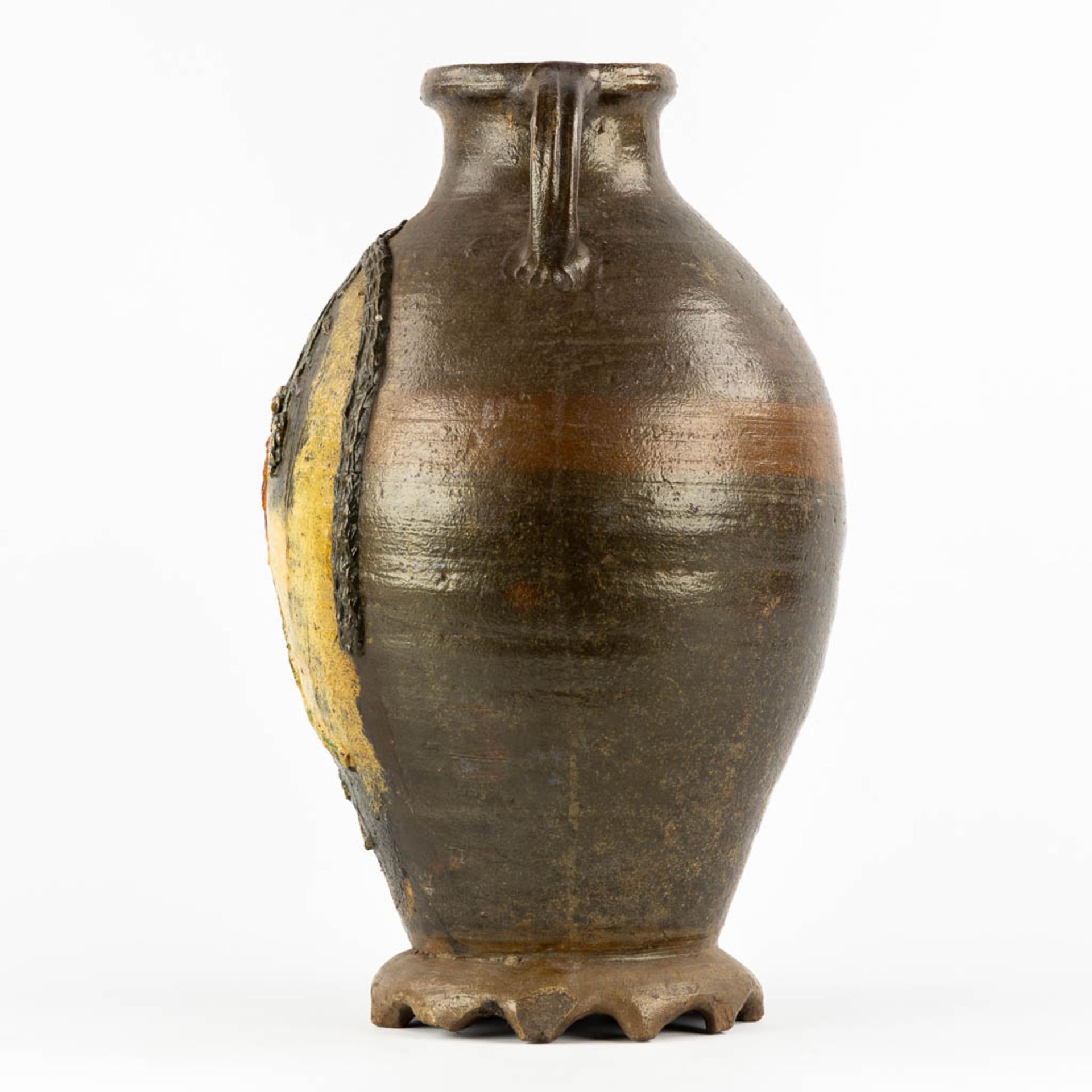An antique pitcher with an Ara decor, Langerweghe/Raeren, Germany. Glazed stoneware. (H:46 x D:27 cm - Bild 6 aus 12