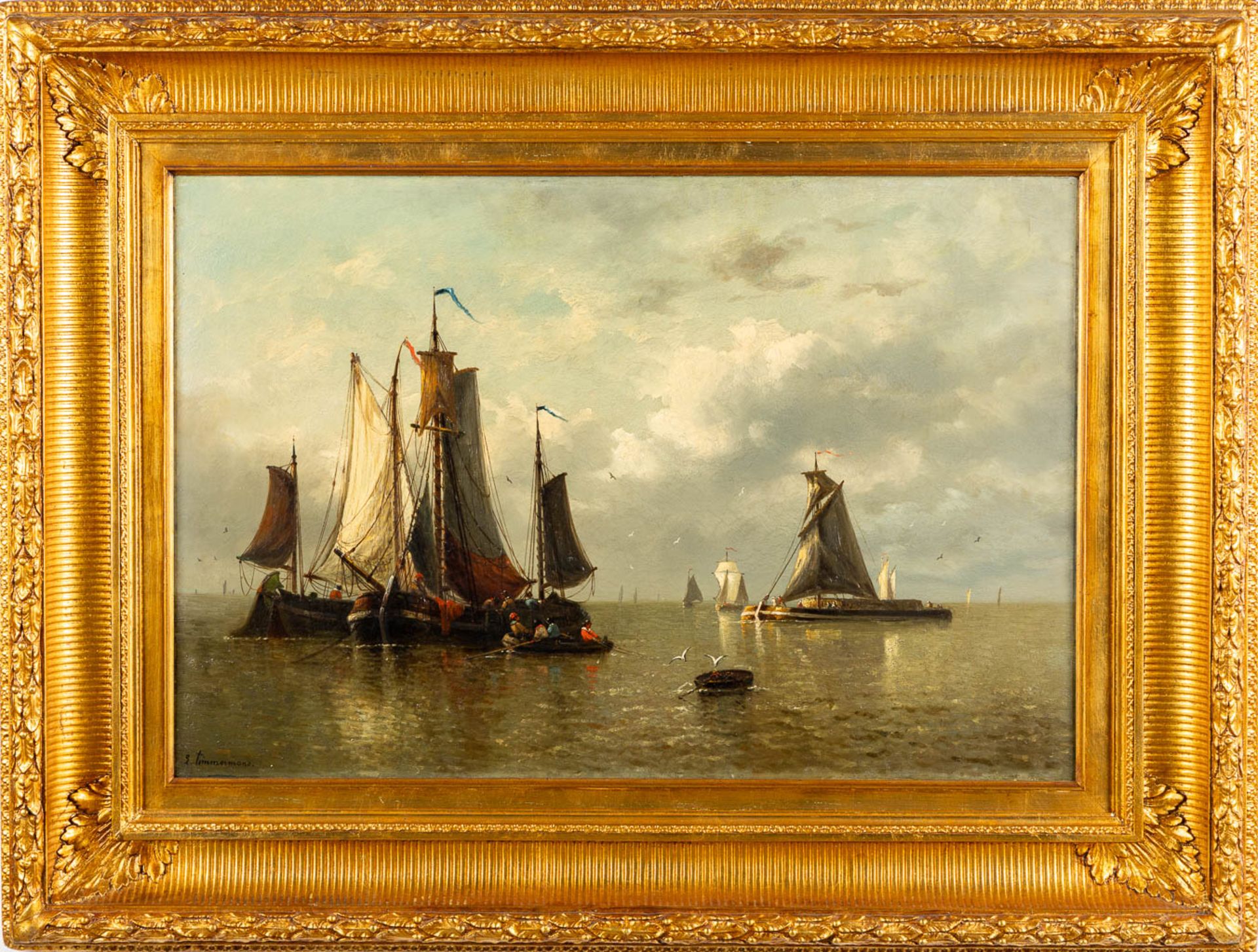 Louis TIMMERMANS (1846-1910) 'Marine' oil on canvas. (W:76 x H:51 cm) - Image 3 of 9