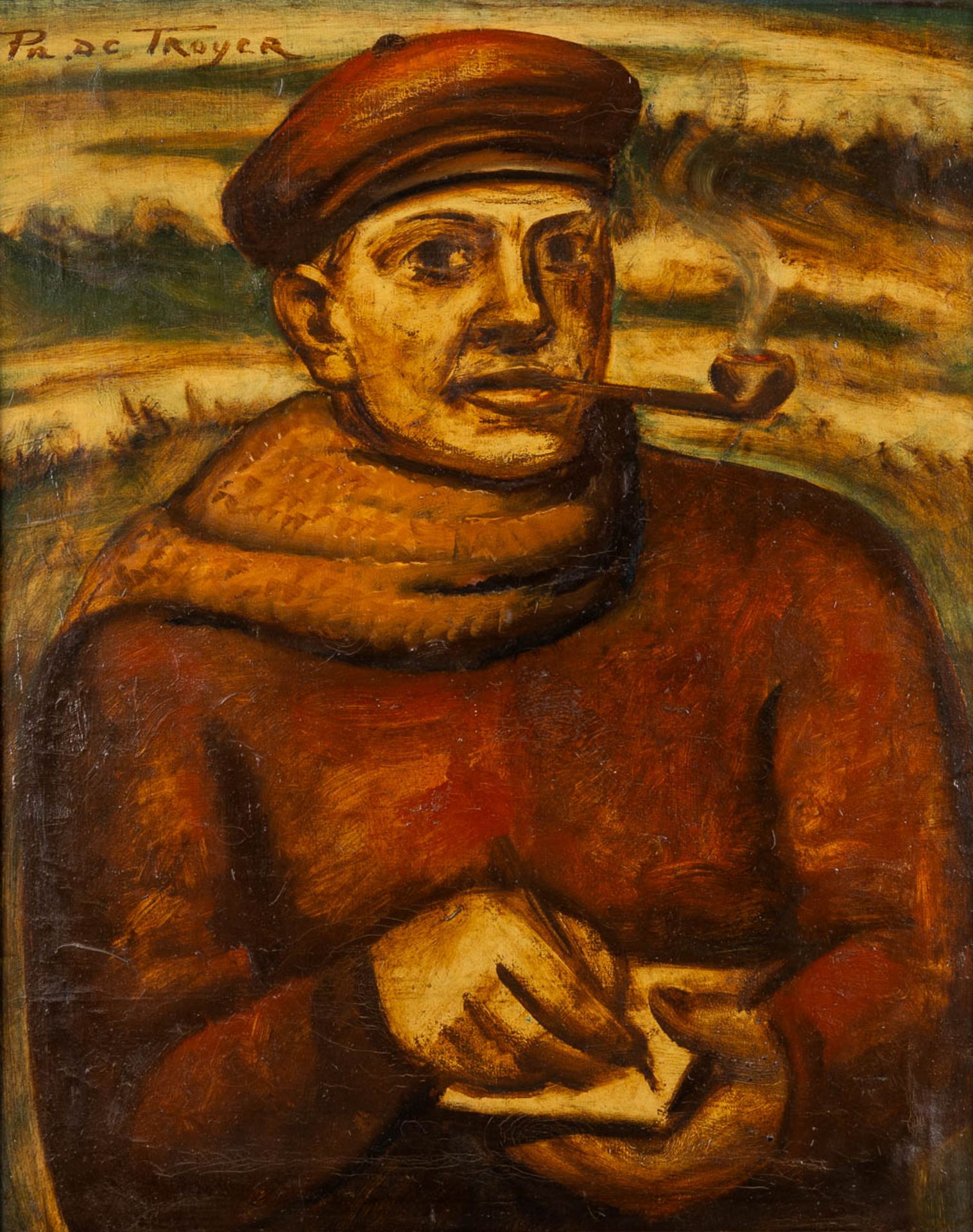 Prosper DE TROYER (1880-1961) 'Self Portrait' oil on canvas. (W:74 x H:92 cm)
