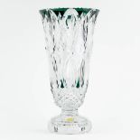 Val Saint Lambert, an exceptionally large vase, cut and coloured crystal. (H:56 x D:28,5 cm)