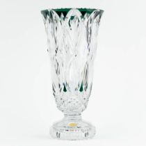 Val Saint Lambert, an exceptionally large vase, cut and coloured crystal. (H:56 x D:28,5 cm)