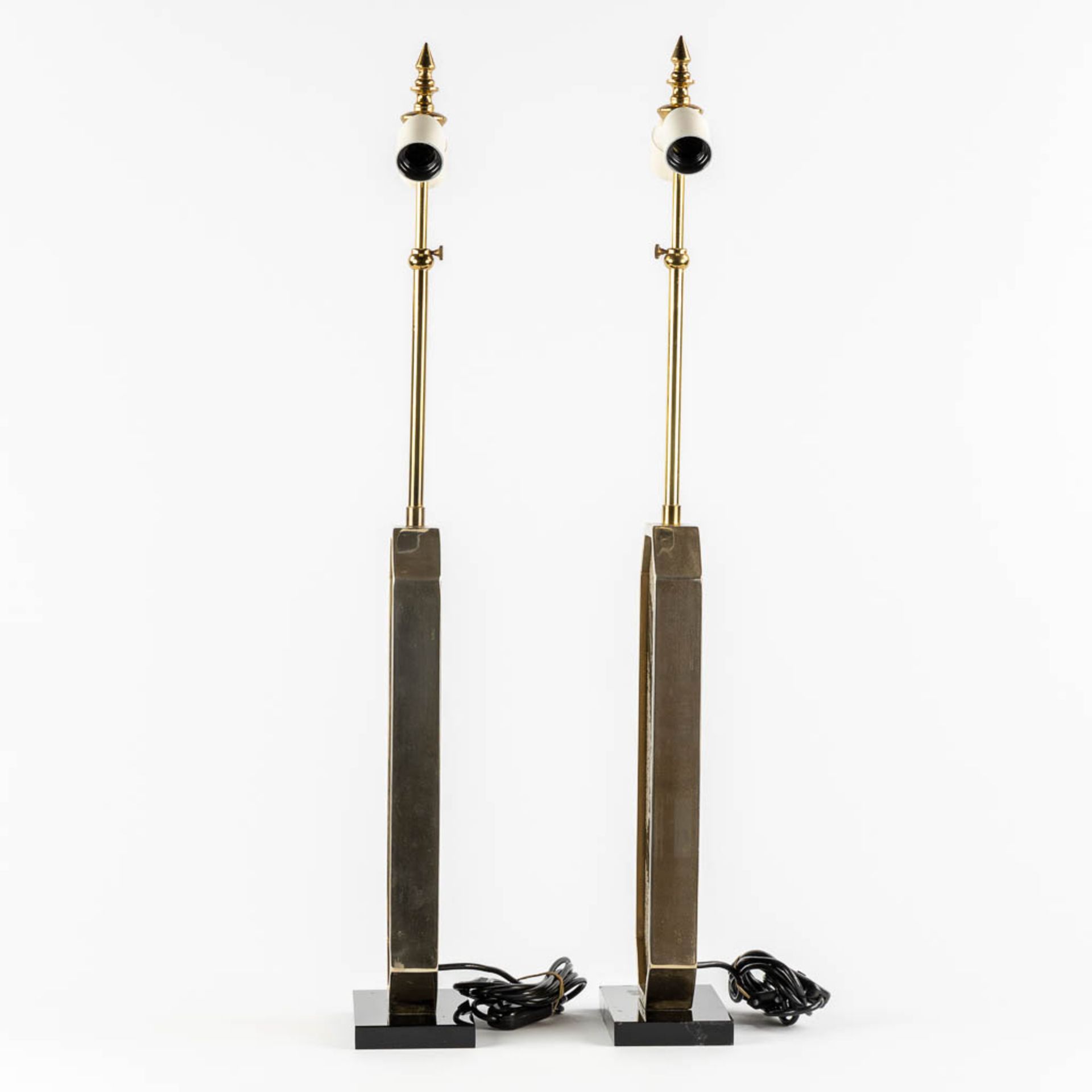 Georges MATHIAS (XX-XXI) 'Pair of table lamps' gold-plated metal. Circa 1980. (L:9,5 x W:20 x H:82,5 - Image 6 of 14