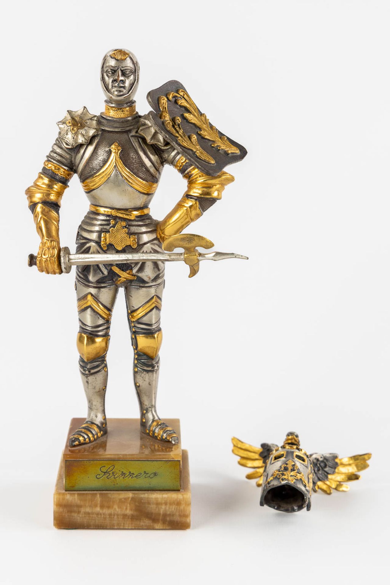 Giuseppe VASARI (1934-2005) 'Warrior's' silver- and gold-plated bronze. (H:28 cm) - Image 9 of 14