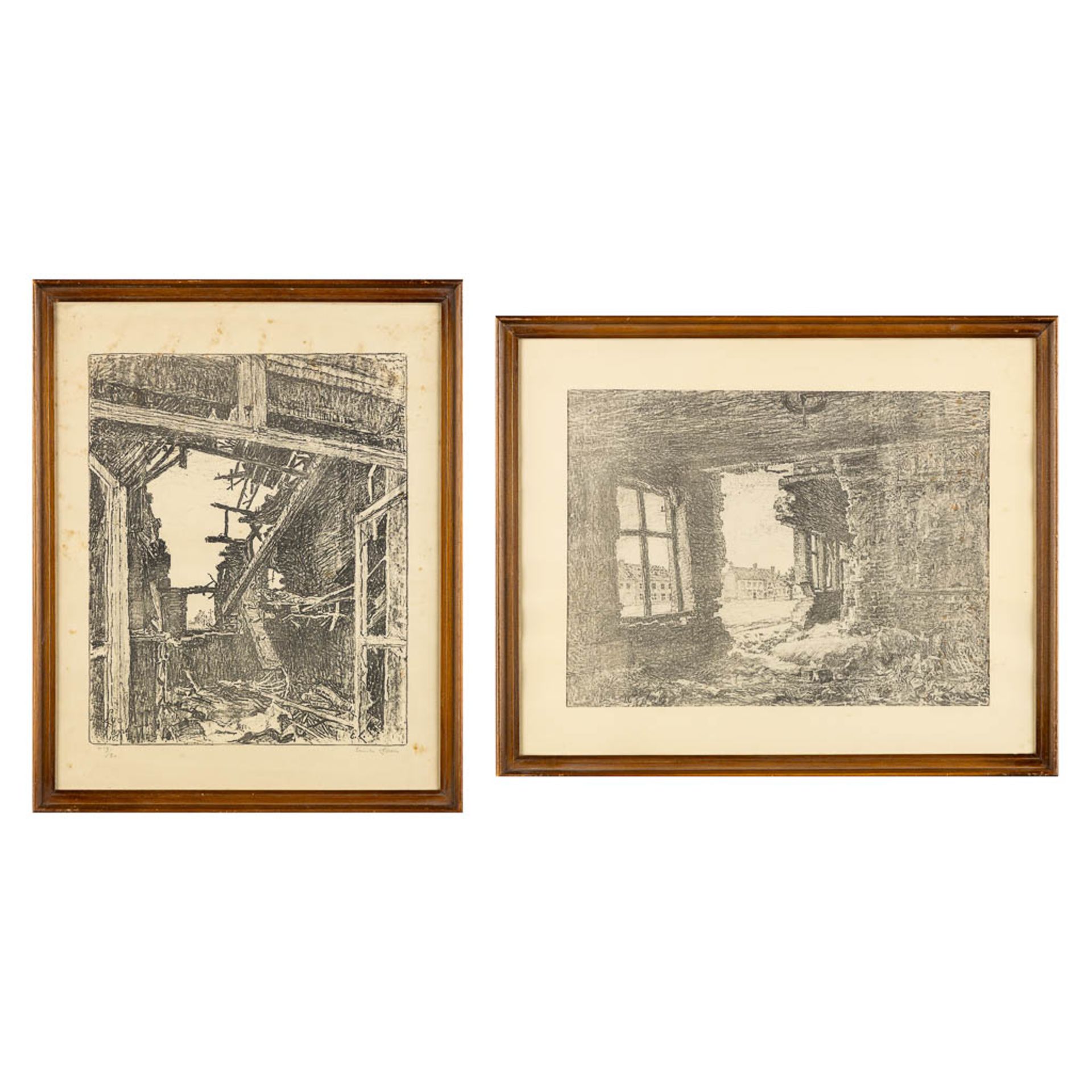 Emile CLAUS (1849-1924) 'Loo Sept, 1916' Two Lithographs. (W:42 x H:31,5 cm)