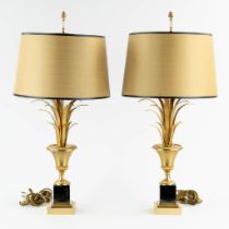 A pair of table lamps, brass in Hollywood Regency, in the style of Boulanger. 20th C. (H:73 x D:23 c