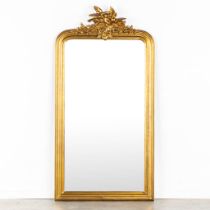 A decorative mirror with lovebirds. 20th C. (W:84 x H:161 cm)