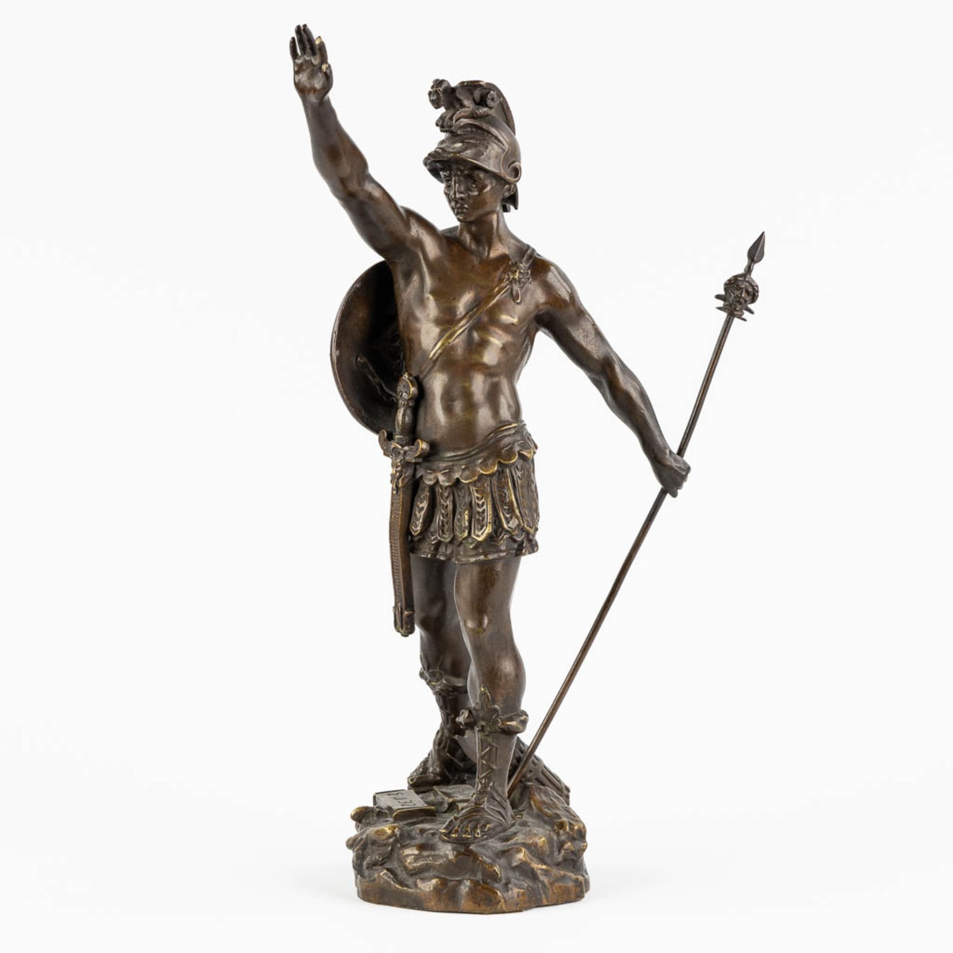 Désiré GRISARD (1872-?) 'Victorious' patinated bronze. (L:14 x W:25 x H:40 cm) - Image 3 of 14